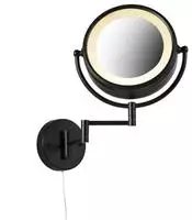 Qazqa Modern Make up/Rasierspiegel mit Beleuchtung - Vicino - Schwarz, Rund,...