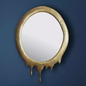 Finebuy Wandspiegel Oval Metall Gold 50x71cm (FB103300)