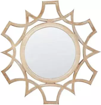 Beliani Zapopan Wandspiegel rund, helles Tannenholz, ø60cm