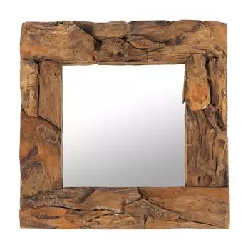 Xtradefactory Wandspiegel "Teak 50" Teakholz (erodiert) 50x50x3cm (Teak 50)