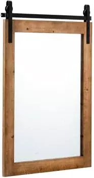 Costway Rechteckiger Wandspiegel Holzrahmen Metallhalterung 76,5x56cm, Braun