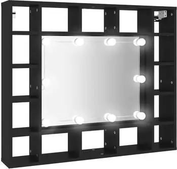 vidaXL Spiegelschrank mit LED Schwarz 91x15x76,5cm (833496)