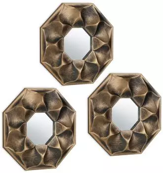 Relaxdays Wandspiegel Blume 25cm, 3er Set