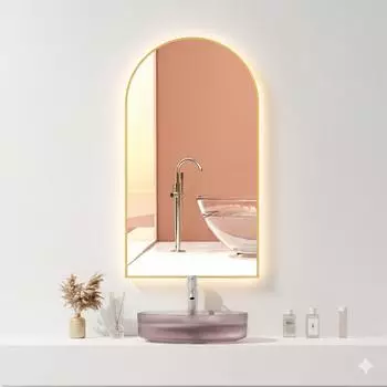 HOKO San Diego Bogen LED Badspiegel Beschlagfrei 50x90cm Goldrahmen 2700-6500K (San Diego)