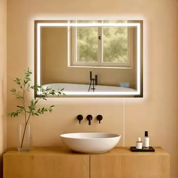 CLP Jaffrey Badspiegel 50x70cm beleuchtet, dimmbar, Anti-Beschlag (327303)