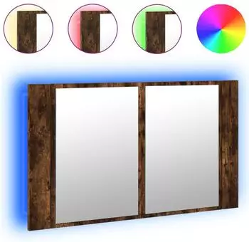 vidaXL LED-Spiegelschrank R&auml;uchereiche 80x12x45cm Acryl (834951)