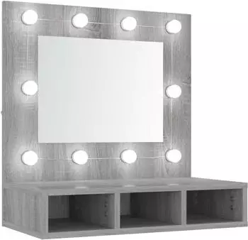 vidaXL Spiegelschrank mit LED grau Sonoma 60x31,5x62cm (820455)