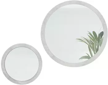 Vladon Globe Set runde Wandspiegel mit MDF-Rahmen, beton oxid optik, Ø50+80cm