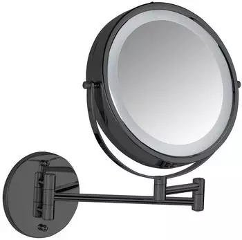 Wenko Power-Loc LED Wandspiegel Lumi schwarz, 5-fach Vergrößerung (71559800)