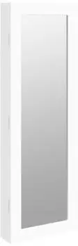 vidaXL Schmuckschrank mit Spiegel, Wandmontage, wei&szlig;, 30x8,5x90cm (353211)