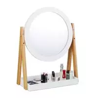 Relaxdays Kosmetikspiegel, schwenkbar, mit Ablage f&uuml;r Make Up, Kosmetik,