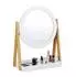 Relaxdays Kosmetikspiegel schwenkbar mit Ablage, Bambus & MDF, ∅32,5cm (10024977)