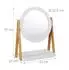 Relaxdays Kosmetikspiegel schwenkbar mit Ablage, Bambus & MDF, ∅32,5cm (10024977)