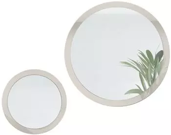 Vladon Globe Set runde Wandspiegel mit MDF-Rahmen, sandgrau hochglanz, &Oslash; 50 & 80cm (50027543)