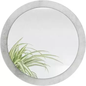 Vladon Globe Wandspiegel rund, MDF-Rahmen, Beton Oxid Optik, 50cm (50027527)