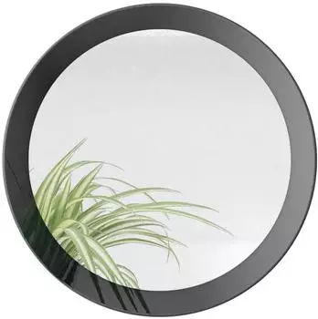 Vladon Globe Wandspiegel rund, MDF-Rahmen, schwarz hochglanz, 50cm (Globe 50)