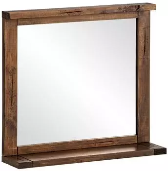 Woodkings Cancun Wandspiegel mit Ablage, Massivholz, 70x65cm (A2301)