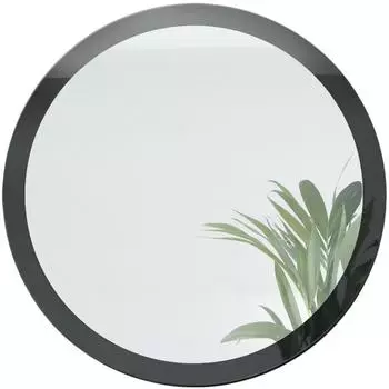 Vladon Globe Wandspiegel rund, MDF-Rahmen, schwarz hochglanz, 80cm (Globe 80)