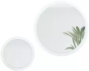 Vladon Globe Wandspiegel-Set, rund, MDF-Rahmen, weiß matt, Ø 50 & 80cm