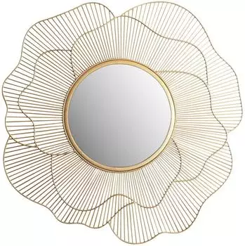 Wohnling Wandspiegel Rose rund, Metall gold, 77cm (WL7.122)