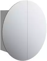 vidaXL Badezimmerschrank mit Rundem Spiegel & LED Grau 47x47x17,5 cm
