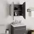 vidaXL Badezimmerschrank mit rundem Spiegel & LED, grau, 47x47x17,5cm