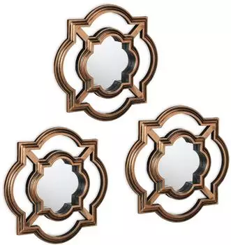 Relaxdays Wandspiegel 3er Set, Vintage, 25,5x25,5cm, gold-schwarz (10043205)