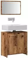 vidaXL Badschrank mit Spiegel Altholz-Optik Holzwerkstoff