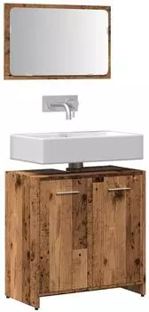 vidaXL Badschrank mit Spiegel Holzwerkstoff, Altholz-Optik, braun (856042)
