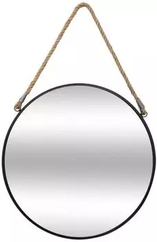 Atmosphera Runder Metallspiegel mit Seil, schwarz, Ø55cm (ATM-162344A)