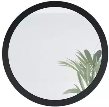 Vladon Globe Wandspiegel rund, MDF-Rahmen, schwarz matt, 80cm Ø