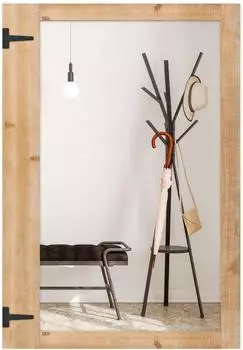 Costway Wandspiegel rechteckig, Tannenholzrahmen, 97x67cm