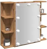 vidaXL Spiegelschrank mit LED Artisan Eichen-Optik 70x16,5x60 cm