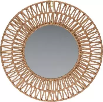 Spetebo Wandspiegel rund mit Papier-Bast-Rahmen, 45cm (3331)
