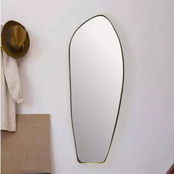 Finebuy Wandspiegel organische Form, asymmetrisch, gold, 33x90cm (FB102504)