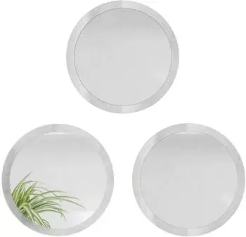 Vladon Globe 50 runder Wandspiegel 3er-Set, MDF-Rahmen, Beton Oxid Optik (50027557)