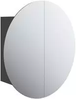 vidaXL Badezimmerschrank mit Rundem Spiegel & LED Schwarz 40x40x17,5cm