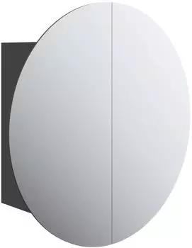 vidaXL Badezimmerschrank mit rundem Spiegel & LED, schwarz, 40x40x17,5cm (345580)