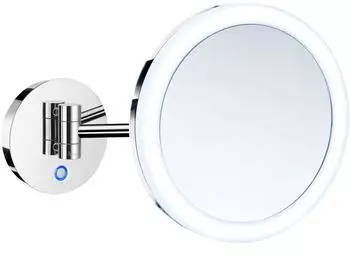 Smedbo Outline runder LED-Kosmetikspiegel mit Dual Light Direktanschluss chrom