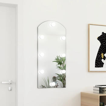 vidaXL Spiegel mit LED-Leuchten 90x45cm Glas Bogenförmig (3102978)