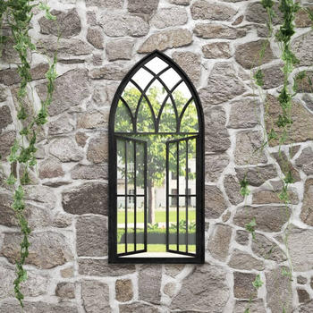 vidaXL Gartenspiegel schwarz 100x45cm Eisen (318362)