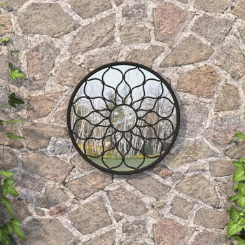 vidaXL Gartenspiegel schwarz 40x3cm Eisen Rund (318366)