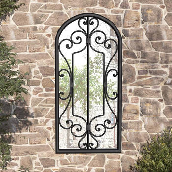 vidaXL Gartenspiegel schwarz 100x45cm Eisen (318374)