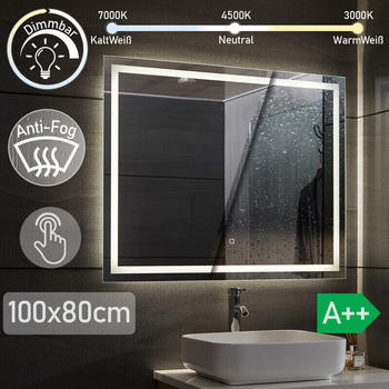 Aquamarin LED Badspiegel 100x80cm beschlagfrei