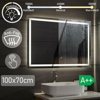Aquamarin LED Badspiegel 100x70cm beschlagfrei