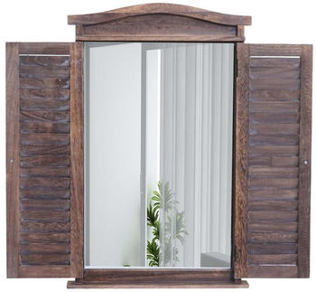 MCW Wandspiegel Badspiegel Badezimmer Spiegelfenster mit Fensterläden 71x46x5cm shabby braun