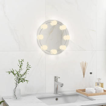 vidaXL Wandspiegel ohne Rahmen mit LED-Beleuchtung Rund Glas