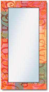 Art-Land Typograf Spiegel 60,4 cm x 120,4 cm x 1,6 cm, rot klassisch (61965464-0)
