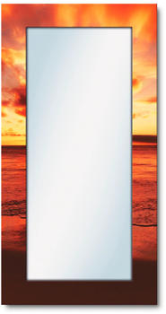Art-Land Schöner Sonnenuntergang Strand Spiegel 60,4 cm x 120,4 cm x 1,6 cm, orange modern (40962432-0)