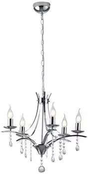 Trio Lüster Lucerna Silber mit Kristallbehang 5-flammig Ø 52cm 101600506